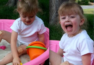 Merci playing in her sandbox - 3 years old