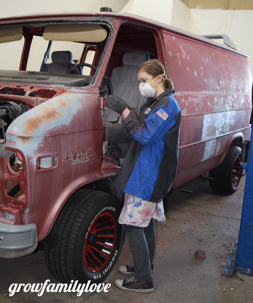 Graci working on the ATeam van!