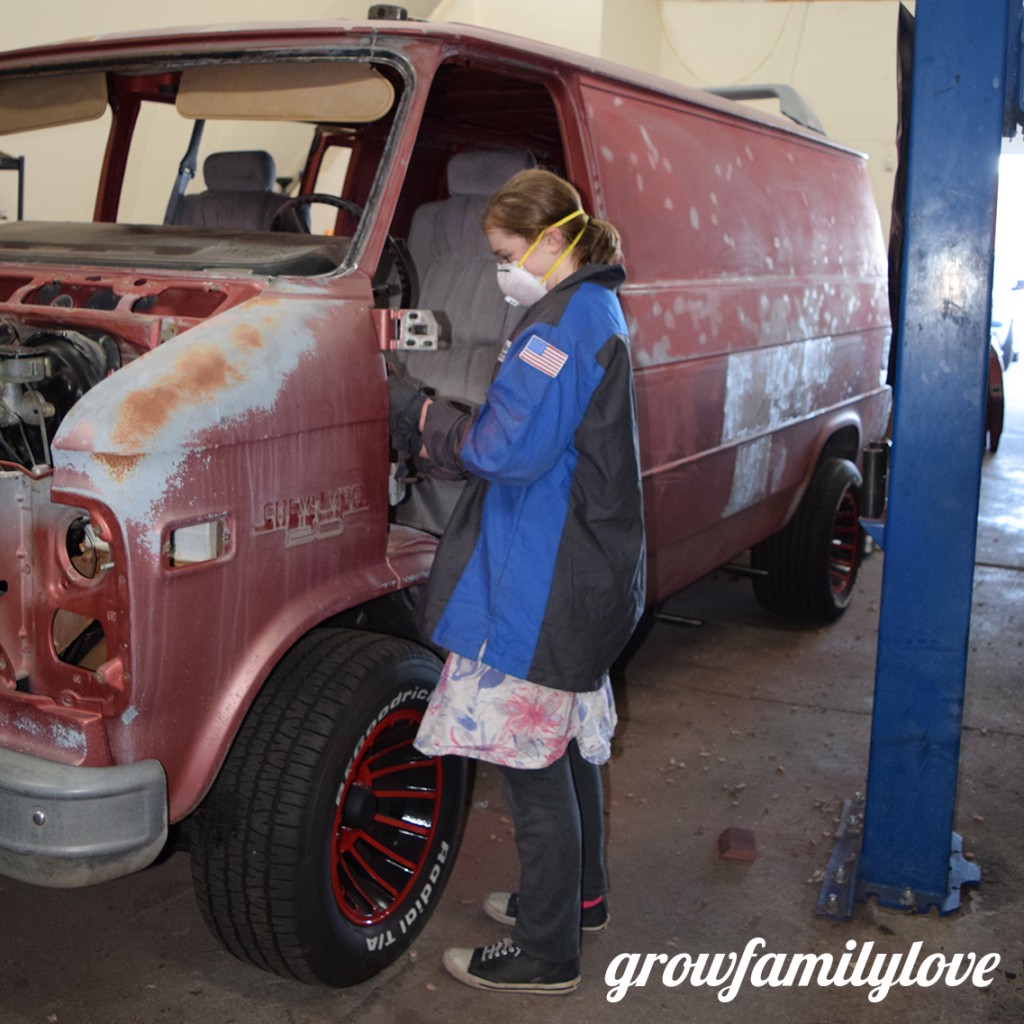 Graci working on the ATeam van!