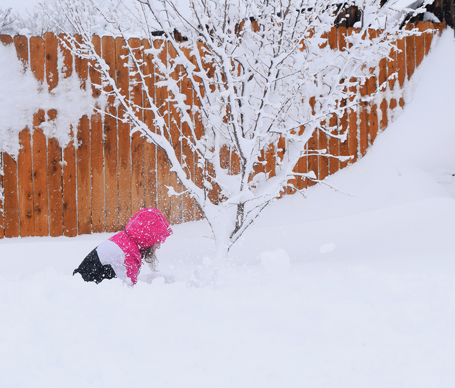 Graci trenching through the snow