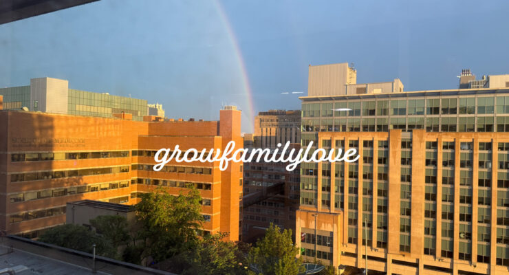 Rainbow over hospital where I had brain surgery, a reminder of God’s promise to heal and restore.